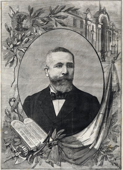 18 फरवरी 1899 को चुने गए नए फ्रांसीसी राष्ट्रपति एमिल लुबेट (1838-1929) का पोर्ट्रेट। उत्कीर्णन। "द लिटिल पेरिसियन" में द्वारा अनाम अनाम