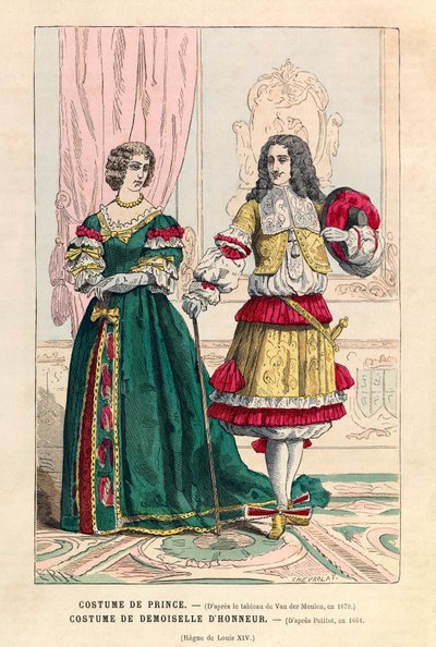 लुई XIV (1638-1715) के शासनकाल में राजकुमार की पोशाक और दुल्हन की पोशाक - निजी संग्रह द्वारा अनाम अनाम