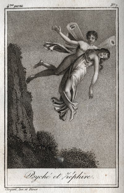 मानस Zephyr द्वारा दूर ले जाया गया। चार्ल्स अल्बर्ट डेमोस्टियर (1760-1801) द्वारा "लेट्रेस ए एमिली सुर ला मिथोलॉजी" में 1819 से उत्कीर्ण। निजि संग्रह। द्वारा अनाम अनाम