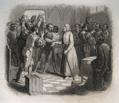 फ़्लू के सेंट निकोलस (निकोलस) या ब्रदर क्लॉस (1417-1487), एक स्विस साधु, जो स्विस संघों के साथ सामंजस्य स्थापित कर रहा था, जो गृहयुद्ध शुरू करने वाले थे। 1846 से "संतों के जीवन" में उत्कीर्णन। निजि संग्रह। द्वारा अनाम अनाम