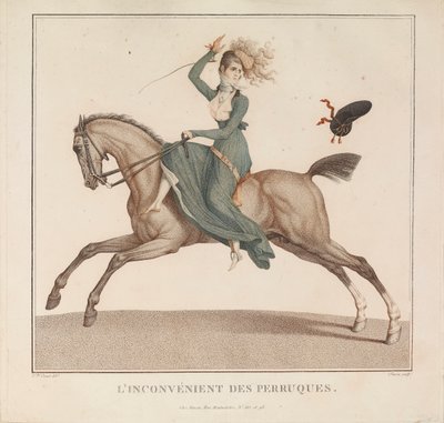 विग्स का नुकसान (L'inconvenient des Perruques), Anonymous । कॉपर उत्कीर्णन, जल रंग द्वारा अनाम अनाम
