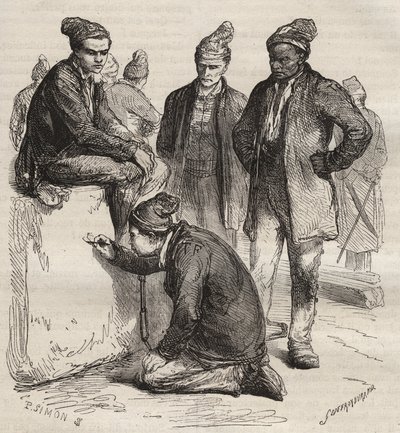19वीं सदी में ब्रेस्ट बैगन की गैलरी के प्रकार। पियरे ज़ैकोन (1817-1895) (कोलोनिया पेनेल - दंड कॉलोनी) द्वारा "उनके निर्माण से लेकर आज तक दोषियों का इतिहास" (1877) में उत्कीर्णन। निजि संग्रह। द्वारा अनाम अनाम