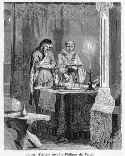 जादू टोना और काला जादू: "" आर्टोइस के लॉर्ड रॉबर्ट III (1287-1342) ने जॉन ऑफ वालोइस (जॉन II, जिसे जॉन द गुड के नाम से जाना जाता है), किंग फिलिप VI के बेटे को अपनी छवि (वूडू) में मोम की एक गुड़िया पर मंत्रमुग्ध कर दिया। द्वारा अनाम अनाम