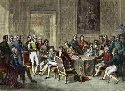वियना की कांग्रेस। 1815 में वियना कांग्रेस। अलेक्जेंडर I, ज़ार; एचआर स्टीवर्ट, कैसल्रेघ; फ्रेंकोइस I, ऑस्ट्रिया के सम्राट; फ्रेडरिक विलियम III, प्रशिया के राजा; कार्ल अगस्त, हार्डेनबर्ग के राजकुमार; विल्हेम वॉन हम्बोल्ट (हम्बोल्ट के विलियम) द्वारा अनाम अनाम