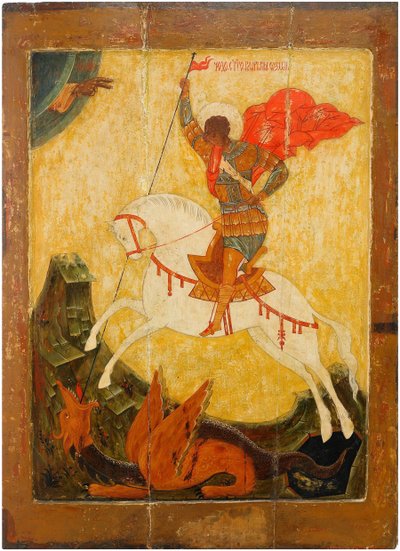 सेंट जॉर्ज और ड्रैगन, सीए। 1600 द्वारा Anonymous Russian icon painter