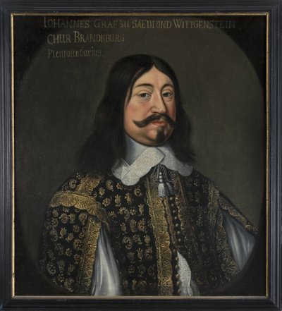 जीन VIII कॉम्टे डे सेन विट्गेन्स्टाइन होहेनस्टीन - जॉन VIII (1601-1657) का पोर्ट्रेट, काउंट ऑफ सायन-विट्गेन्स्टाइन-होहेनस्टीन, हल्ले, एंसलम वैन द्वारा, (1601 के बाद 1674)। तेल के रंगों से केन्वस पर बना चित्र। आयाम: 73x64 सेमी। स्टॉकहोम राष्ट्रीय संग्रहालय द्वारा एंसलमस वैन (बाद में) हुल्ले