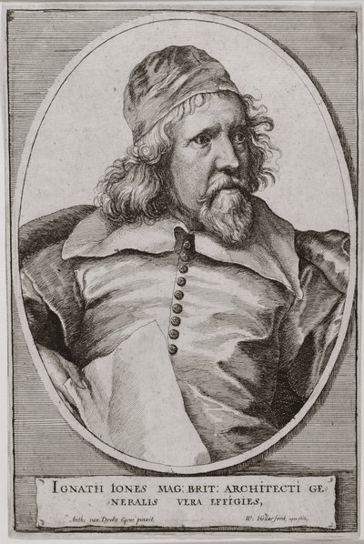 विन्सलॉस होलर (1607-77) 1655 द्वारा उत्कीर्ण इनिगो जोन्स (1573-1652) का चित्र द्वारा एंथोनी वैन डाइक