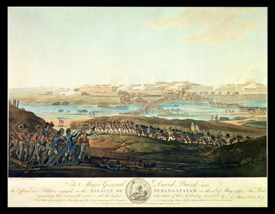 1799, 1801 में शेरिंगपत्तम पर कब्जा (रंग जलीय) द्वारा एंटोनी कार्डोन
