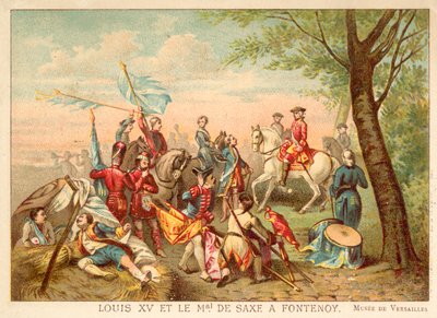 फॉन्टेनॉय की लड़ाई में फ्रांस के लुइस XV और मार्शल डी सक्से, 1745 (क्रोमोलिथो) द्वारा एंटोनी चार्ल्स होरेस वर्नेट