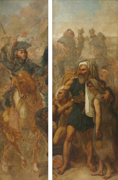 जनरल जीन-बैप्टिस्ट क्लेबर और मिस्री परिवार (पिरामिड की लड़ाई के लिए रेखाचित्र)  द्वारा Antoine-Jean Gros