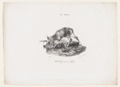 एक हिरण और एक लिंक्स, 1834। द्वारा एंटोनी लुइस बेरी