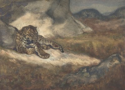 तेंदुआ लेटा हुआ, 1810-75। द्वारा एंटोनी लुइस बेरी