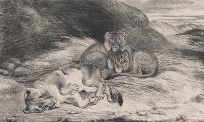 शेरनी और शावक, संभवतः 1832। द्वारा एंटोनी लुइस बेरी