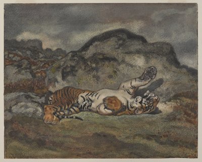 रोलिंग टाइगर, c.1840 (कागज पर wc) द्वारा एंटोनी लुइस बेरी