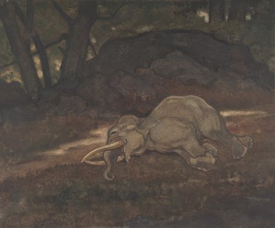 सोता हुआ हाथी, 1810-75। द्वारा एंटोनी लुइस बेरी