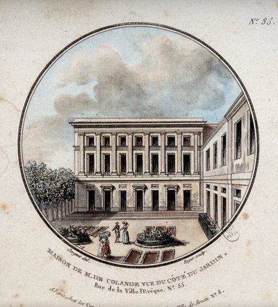 Maison de M. de Colange, बगीचे से दृश्य (rue Ville-l'Evêque) - सार्जेंट द्वारा "" पेरिस की मुख्य इमारतों के सुरम्य दृश्य" में द्वारा एंटोनी लुई फ्रेंकोइस सीरजेंट मार्कोयू