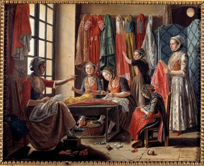 1760 में Arles में एक सिलाई कार्यशाला एंटोनी रासपाल (1738-1811) द्वारा 1760 Arles, Musee Reattu द्वारा चित्रकारी द्वारा एंटोनी रस्पाल