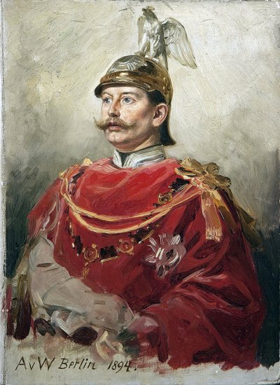 जर्मन सम्राट विल्हेम II (1859-1941), प्रशिया पार वर्नर के राजा, एंटोन वॉन (1843-1915) का गिलाउम II पोर्ट्रेट। कार्डबोर्ड पर तेल, आकार: 32x22,5 द्वारा एंटन अलेक्जेंडर वॉन वर्नर