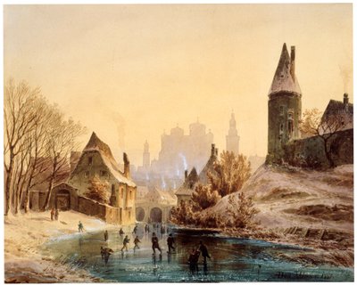 एक नदी पर स्केटिंग रिंक, 1855। द्वारा एंटोन डॉल