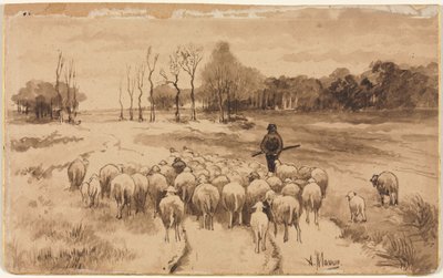 शेफर्ड ने अपने झुंड के साथ, सी। 1870। द्वारा एंटोन मौवे
