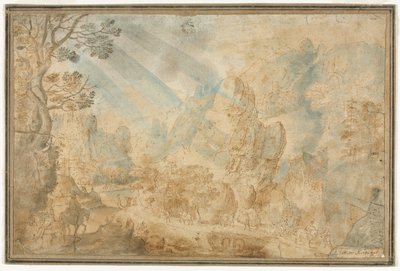 फिगर के साथ माउंटेन लैंडस्केप, पहले छमाही 1600s। द्वारा एंटोन मिरो