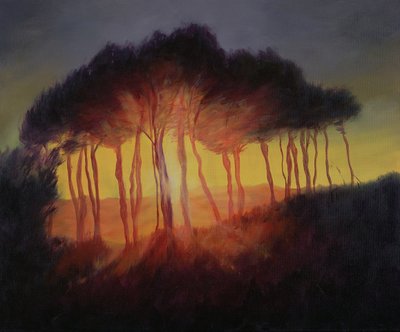 जंगली पेड़ सूर्यास्त, 2002 में द्वारा Antonia Myatt