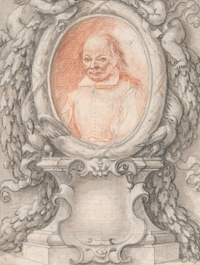 कार्टूचे के साथ एक विस्तृत फ्रेम में एक आदमी का ओवल पोर्ट्रेट, सीए। 1724. द्वारा एंटोनिनो ग्रानो
