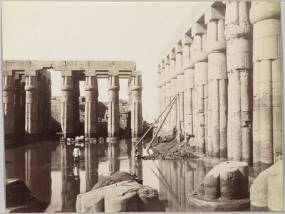 लक्सर का मंदिर, अमेनहोटेप III के दरबार का दृश्य (एल्ब्यूमेन सिल्वर फोटो) द्वारा एंटोनियो बीटो