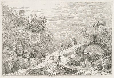 दृश्य: फाइव ब्रिज के साथ माउंटेन लैंडस्केप, 1735-1746। द्वारा जियोवानी एंटोनियो कैनाल (कैनेटेटो)
