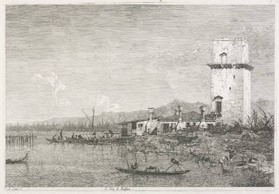 दृश्य: माल्हेरा का टॉवर, 1735-1746। द्वारा जियोवानी एंटोनियो कैनाल (कैनेटेटो)