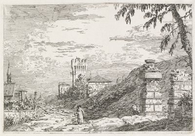 दृश्य: दो बर्बाद स्तंभ, 1735-1746। द्वारा जियोवानी एंटोनियो कैनाल (कैनेटेटो)