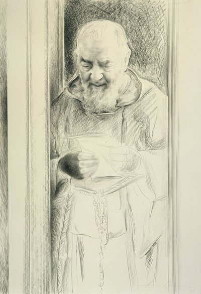 पड्रे पियो रीडिंग, 1988-89 (कागज पर कोयला) द्वारा एंटोनियो साइकोन