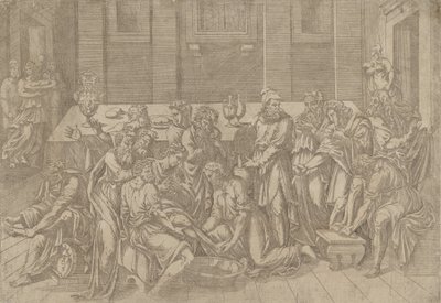 चेलों के पैर धोना यीशु, 1540-45। द्वारा एंटोनियो फैंटुज़ी