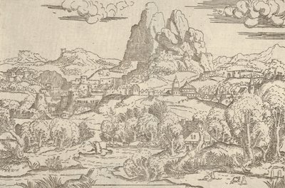 लैंडस्केप फ्रॉम वीनस पुशिंग क्यूपिड फ्रेम, 1540-45। द्वारा एंटोनियो फैंटुज़ी