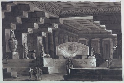 स्टेज डिज़ाइन, मिस्र के मंदिर का आंतरिक भाग द्वारा एंटोनियो ग्यूसेप बसोली