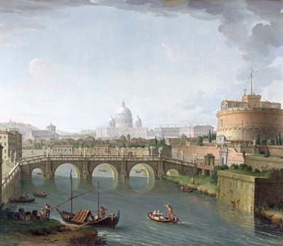 Tiber का दृश्य (कैनवास पर तेल) द्वारा एंटोनियो जोली