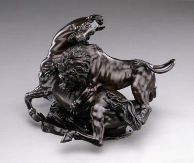 शेर पर हमला करने वाला घोड़ा। c.1580 - 90 द्वारा एंटोनियो सुसिनी