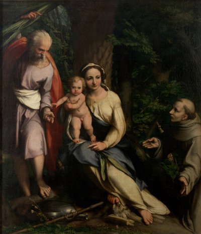 बाकी की उड़ान में मिस्र में सेंट फ्रांसिस ऑफ असीसी के साथ, सी। 1520। द्वारा एंटोनियो दा कोरेगियो