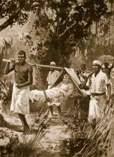 डेविड लिविंगस्टोन बीमार होने के बावजूद अफ्रीका के माध्यम से अपनी यात्रा पर जारी रहे द्वारा आर्चीबाल्ड वेब