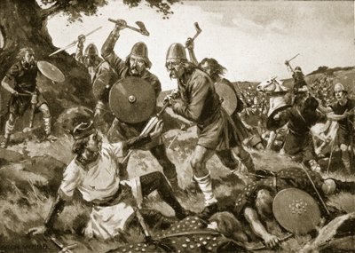 राजा ओस्वाल्ड की हार और मृत्यु, 642, &39;हचिन्सन की कहानी ब्रिटिश राष्ट्र की कहानी&39;, c.1.120 से द्वारा आर्चीबाल्ड वेब