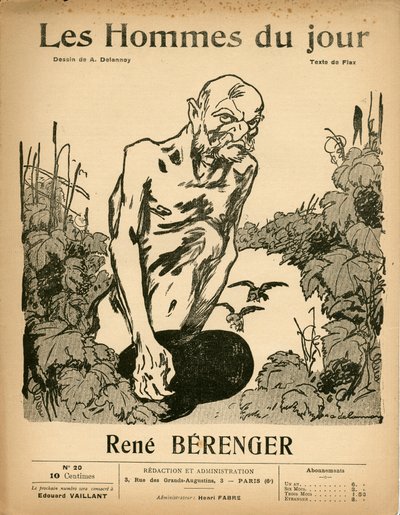 ""द मेन ऑफ द डे" का कवर, बी एंड डब्ल्यू में व्यंग्य, सीए। 1909: सेंसरशिप - बेरेन्जर रेने (1830-1915) - एरिस्टाइड डेलानॉय द्वारा चित्रण (1874-1911) द्वारा एरिस्टाइड डेलानॉय