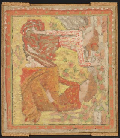 एक ऑर्चर्ड में दो युवा लड़कियों (टेपेस्ट्री के लिए प्रोजेक्ट), c.1895-1900 (पैनल पर चढ़े कार्डबोर्ड पर तेल, तड़का और ग्रेफाइट) द्वारा एरिस्टाइड मैयोल