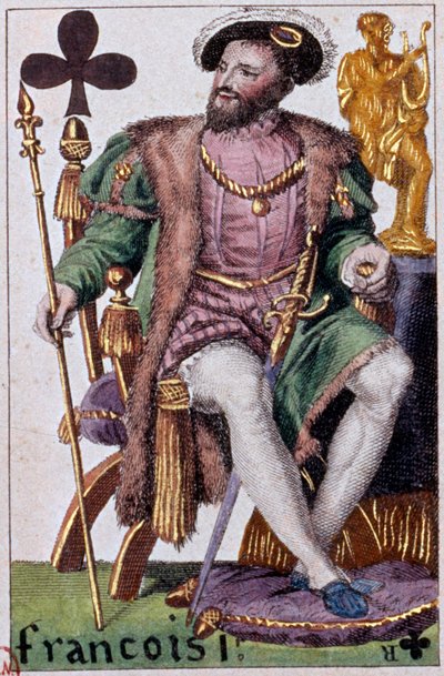 राजा फ्रेंकोइस I का प्रतिनिधित्व (1494-1547)। गुस्ताव हौबिगेंट (१७८९-१८६२) १९वीं सदी के पेरिस बीएन द्वारा बनाए गए एक प्ले कार्ड का विवरण द्वारा आर्मंड गुस्ताव हेबिगेंट