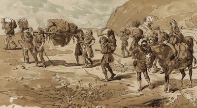 कूड़े, भालू और भरी हुई पैक खच्चर, क्रूसेड का समय, 11 वीं शताब्दी द्वारा आर्मंड जीन हेन्स