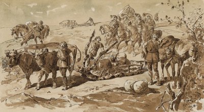 ऑक्सी-ड्रा स्लेज और आदिम समय में घोड़ों को पैक करें द्वारा आर्मंड जीन हेन्स