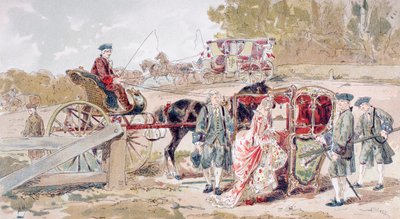 रिच लेडी एक सेडान चेयर में प्रवेश द्वारा आर्मंड जीन हेन्स