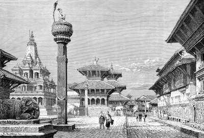 पाटन, नेपाल में मंदिर, 1895। द्वारा अरमानंद कोहल