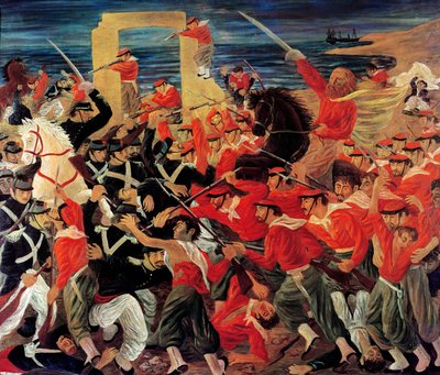 मिलाज़ो की लड़ाई 17 और 24 जुलाई 1860 के बीच लड़ी गई (कैनवास पर तेल) द्वारा अर्नालदो बडोदी