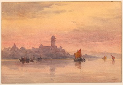 नौकायन नौकाओं पर सूर्यास्त द्वारा Arnold William Brunner