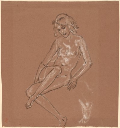 नग्न बैठा और एक पैर द्वारा Arthur B. Davies